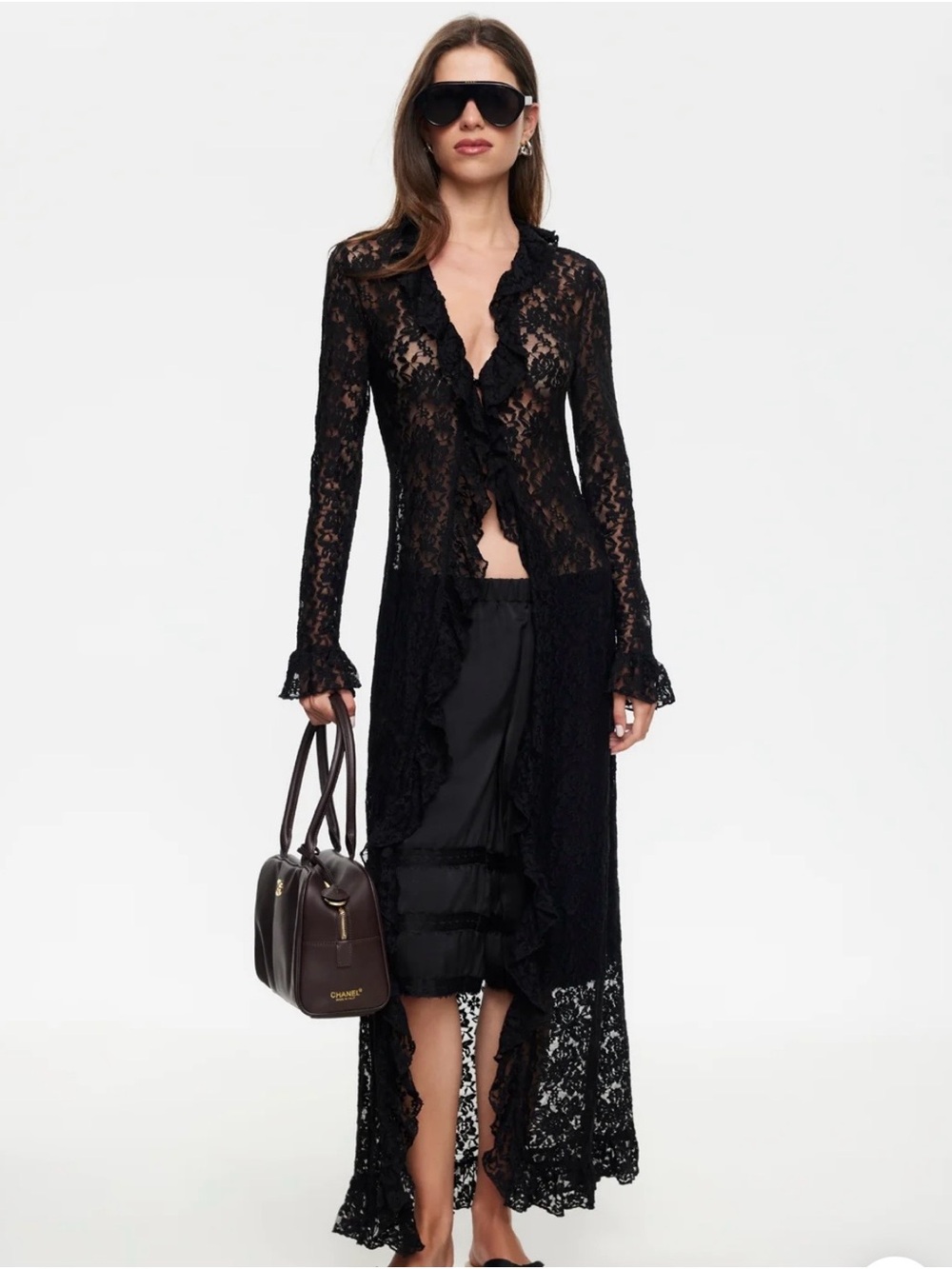 Lioness Black Lace High-Low Sheer Top - Picture 3 of 3